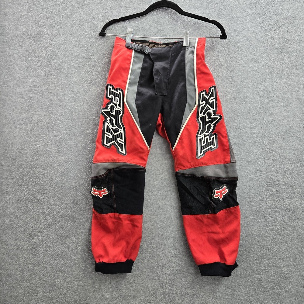 VINTAGE Fox Racing Men Boy 24 Red 180 Logo Embroidery Colorblock Motocross